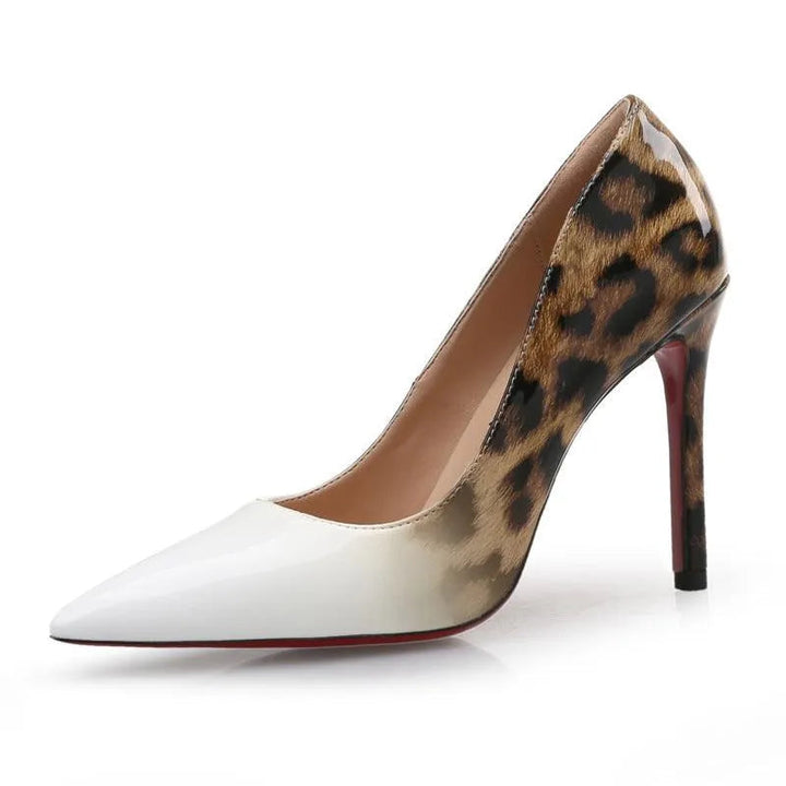 Levoire | Chaussures à talons en dentelle à motifs léopard pour femmes Blanc 8
