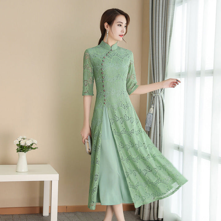 Levoire | Spitzen-Qipao Fille d'été Robe d'été