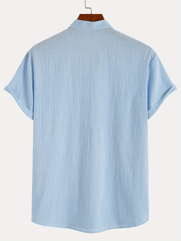 Levoire | T-Shirt Henley À Manches Courtes Unies Avec Col En V Profond