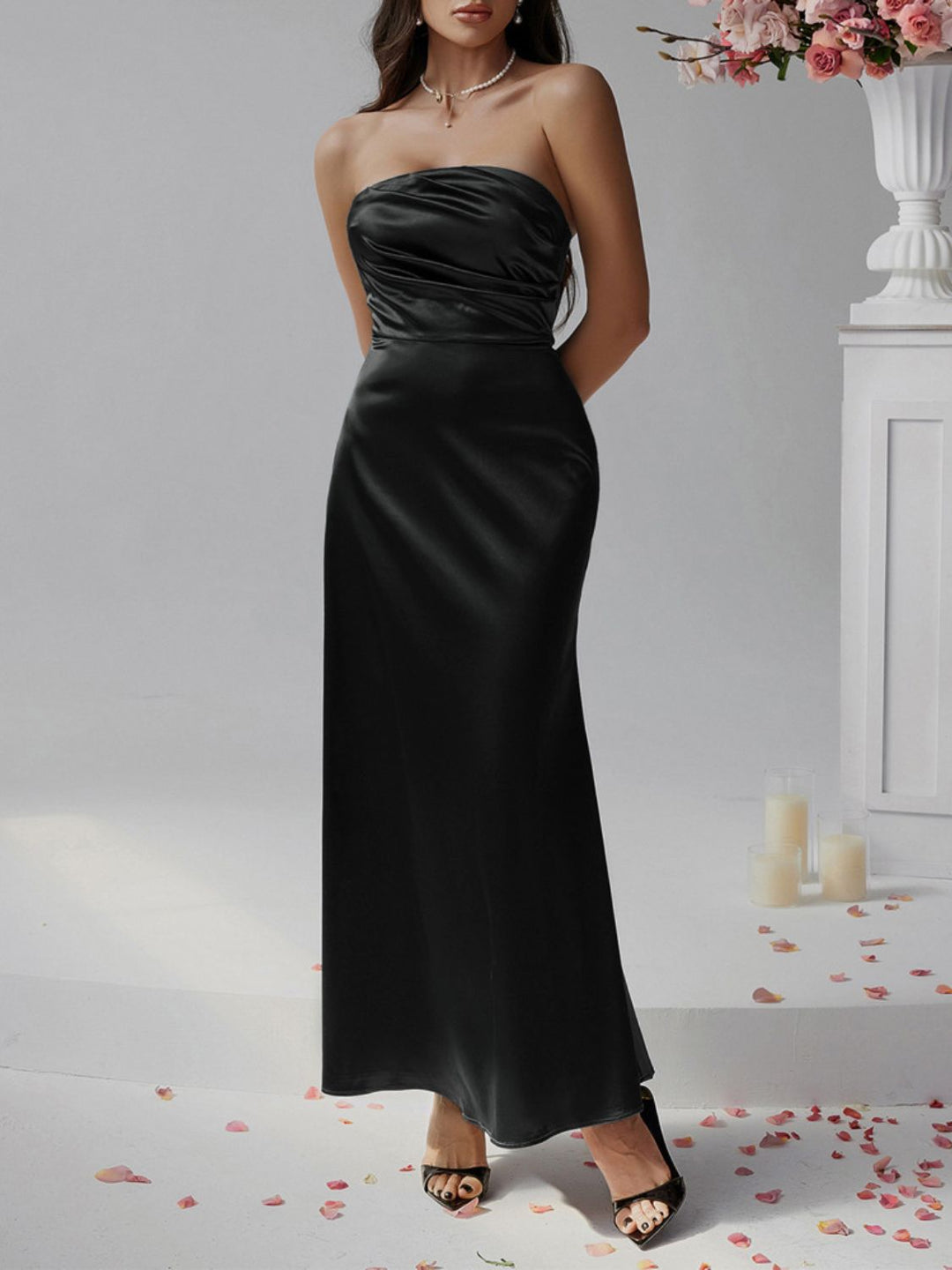 Levoire | Robe Maxi Tube Drapée Sans Manches Noir