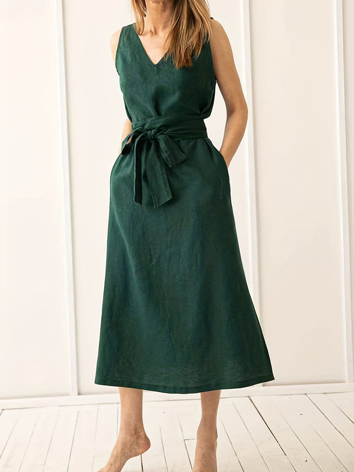Levoire | Robe midi sans manches avec fente Vert foncé