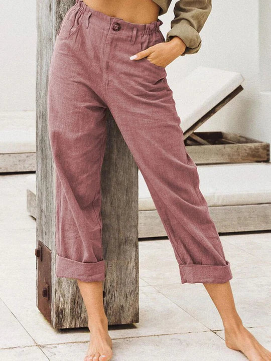 Levoire | Pantalon Enlin Avec Ourlet Retroussé - Confort & Tendance Rot