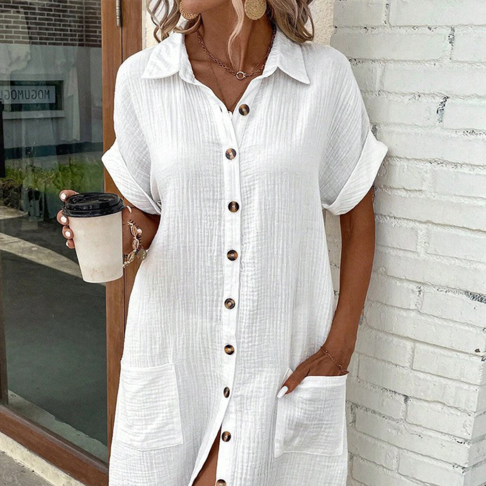Levoire | Robe D'Été Légère Avec Boutonnières Blanc