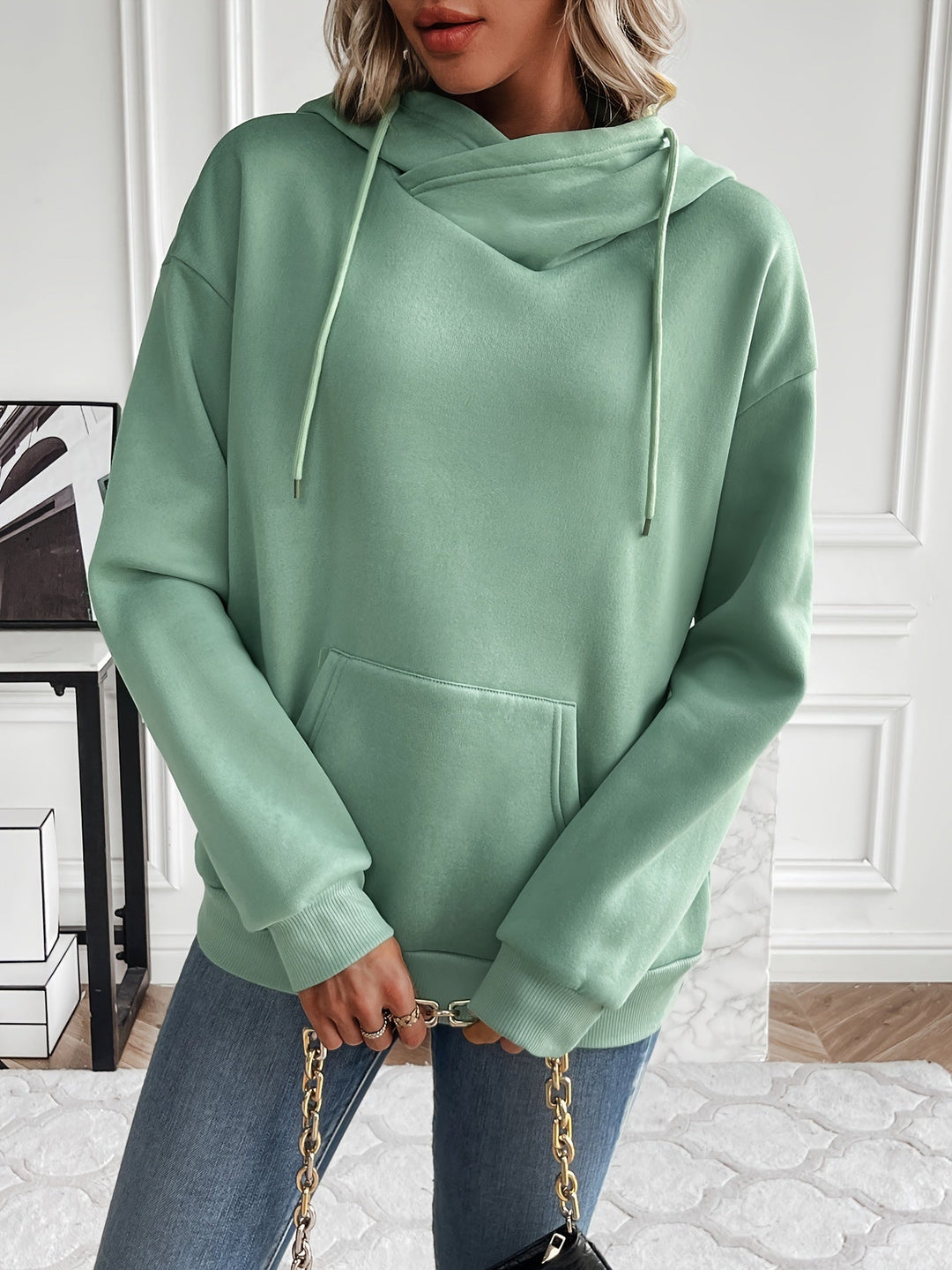 Levoire | Sweat À Capuche Uni Avec Cordon Et Manches Longues légumes
