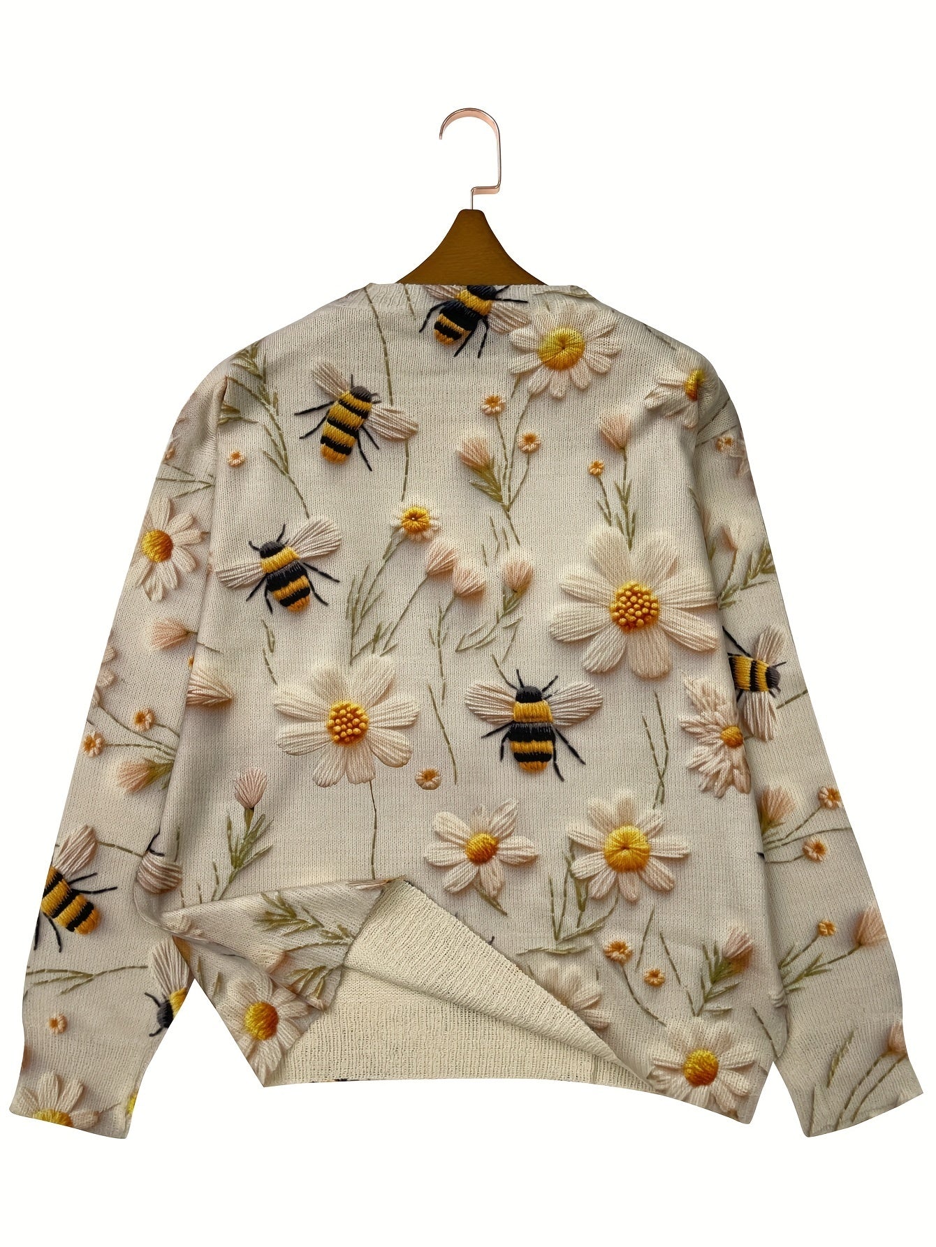 Levoire | Pull Avec Fleurs Et Design D'Abeille Et Col Rond