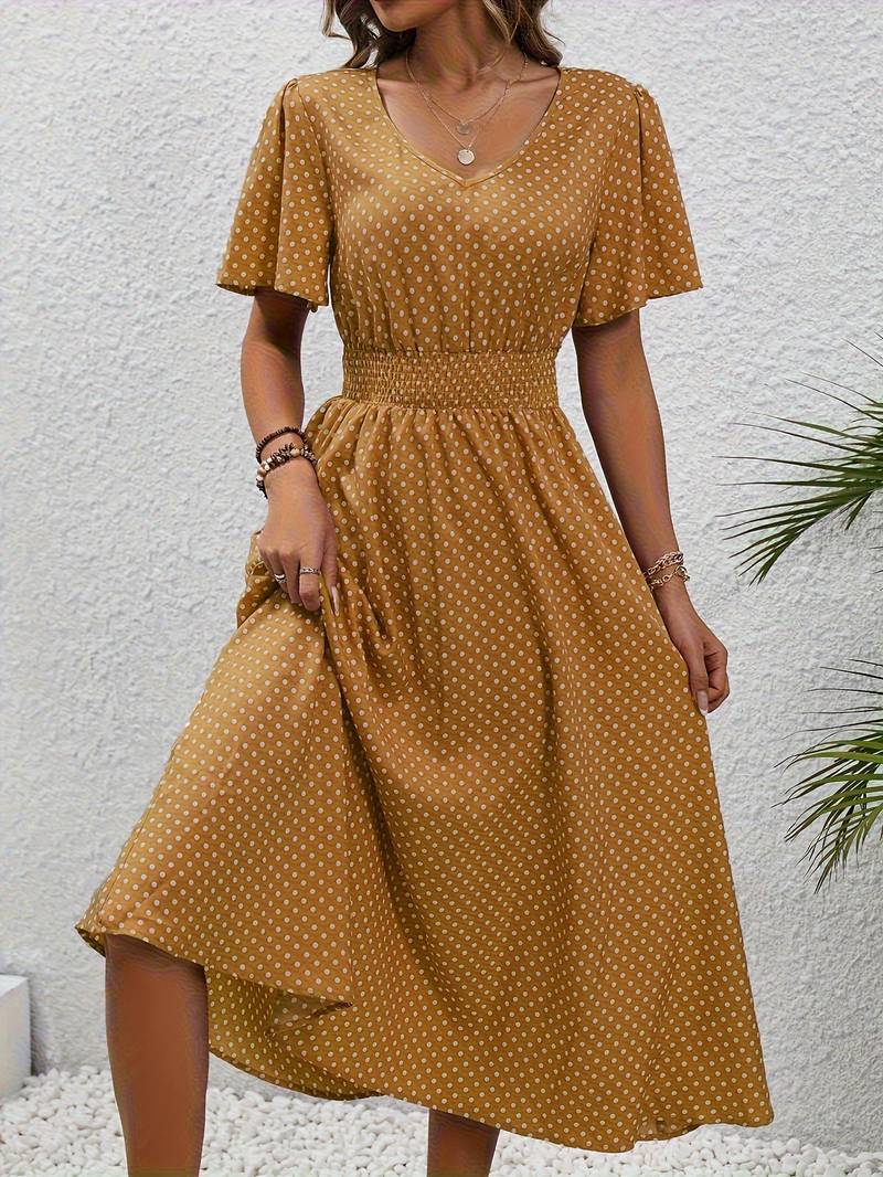 Levoire | Robe Courte À Manches Courtes À Imprimé Intégral Pour Le Printemps Et L'Été