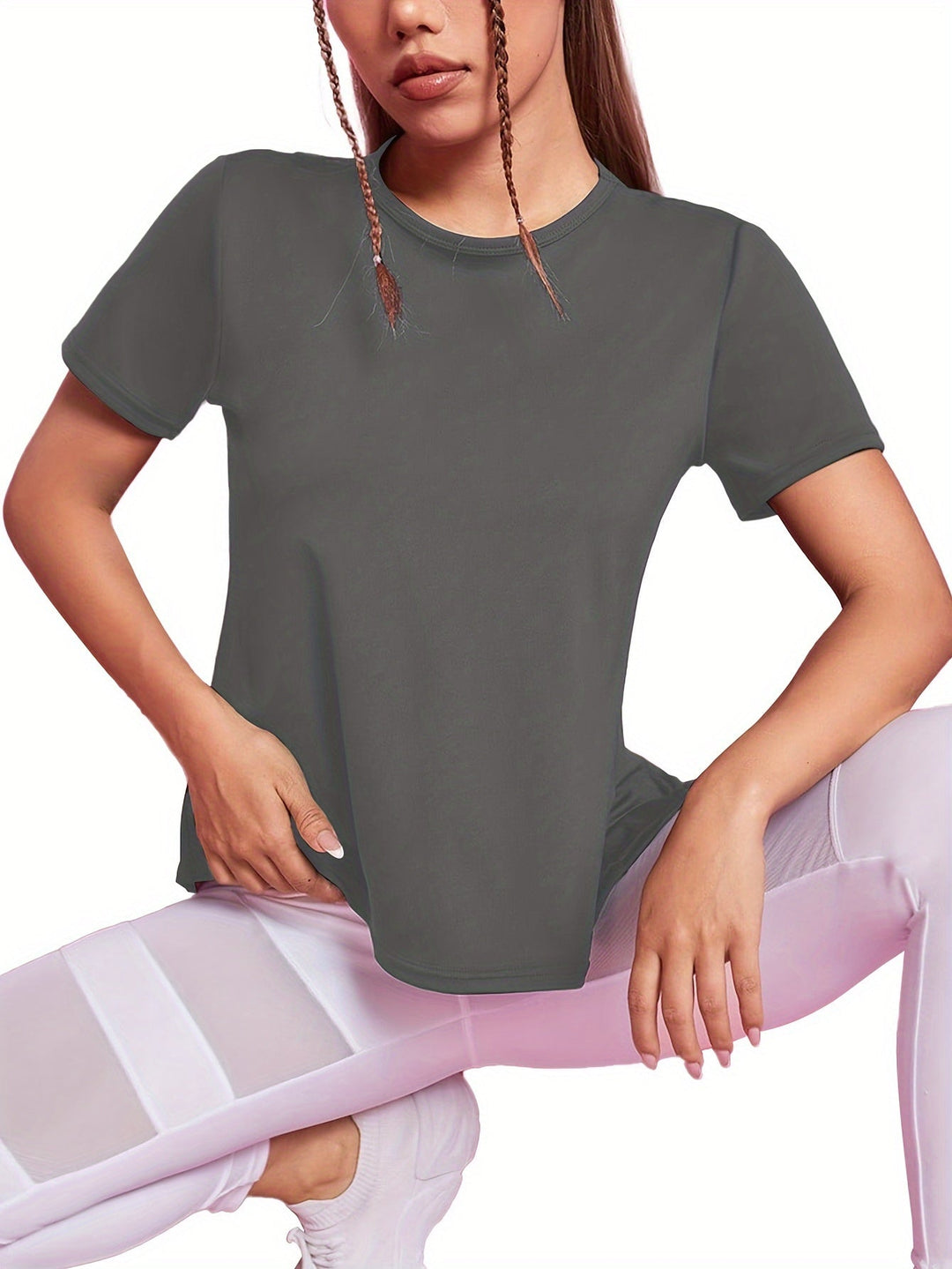 Levoire | T-Shirt De Sport Pour Femmes À Séchage Rapide Avec Manches Courtes Et Contraste En Mesh Respirant gris