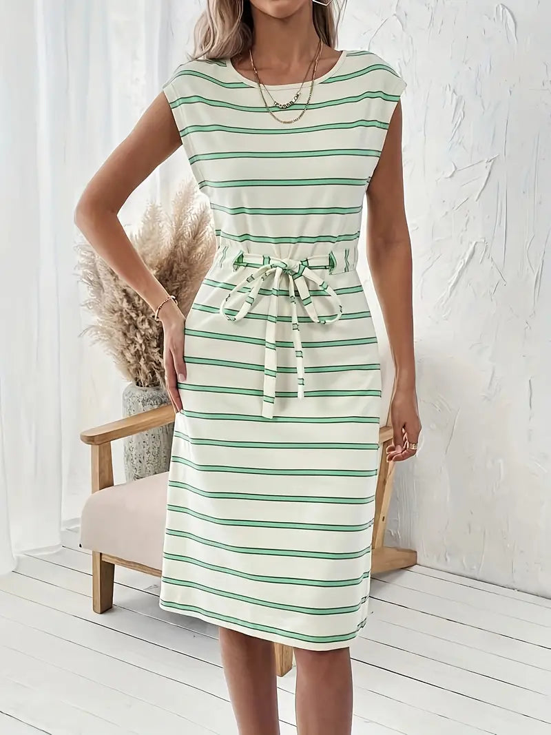 Levoire | Robe À Imprimé Rayé Et Encolure Ronde