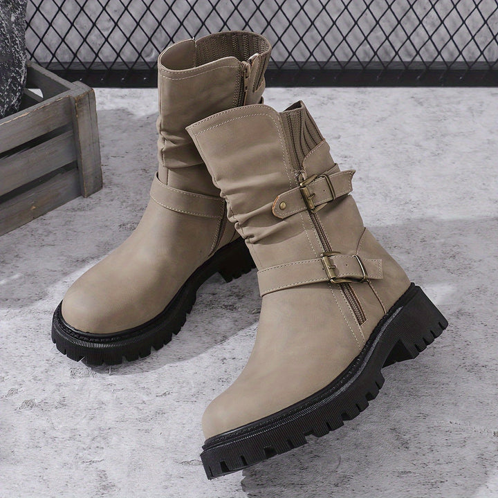 Levoire | Bottes De Cowboy Rétro À Semelles Épaisses Khaki