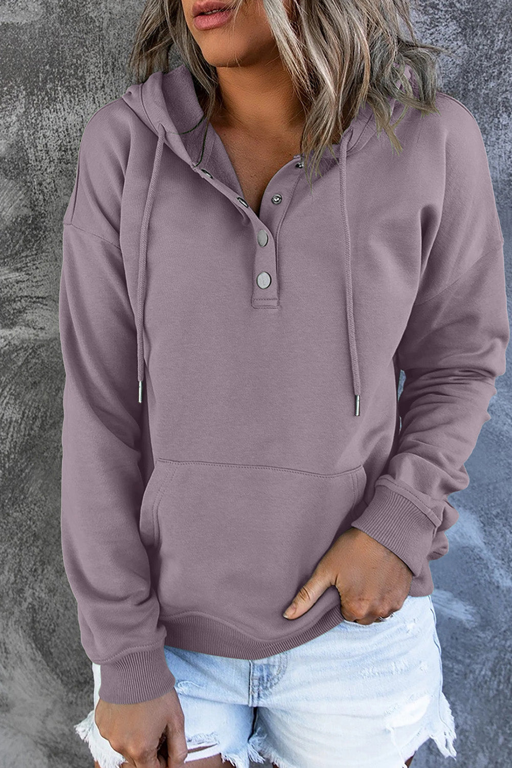 Levoire | Sweat À Capuche En Fleece Avec Détails En Bouton Lilas
