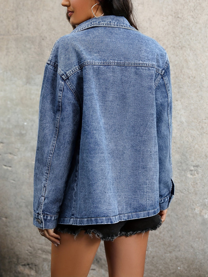 Levoire | Uni, Lavable Veste En Jean Bleue Avec Épaules Tombantes Et Manches Longues