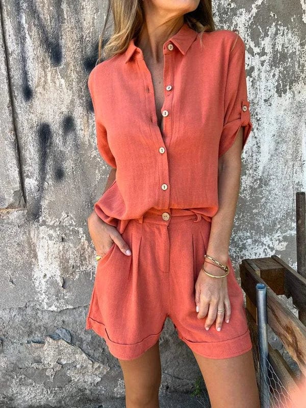 Levoire | Ensemble En Lin Léger Rouge Orange