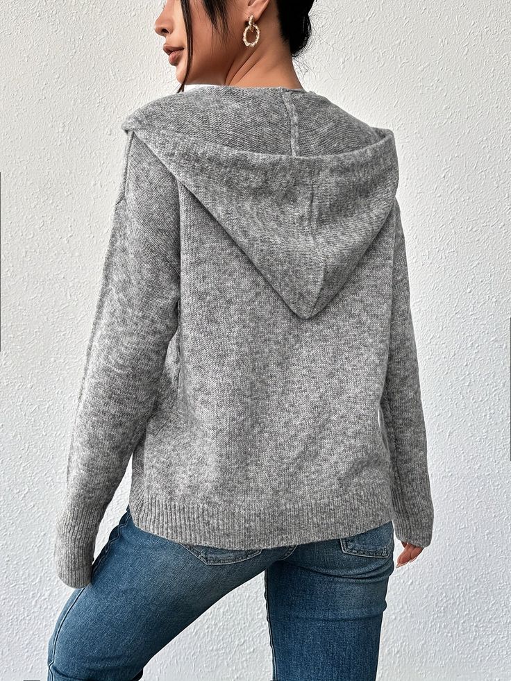Levoire | Pull À Manches Longues Sweat À Capuche Manteau En Tricot Avec Boutons