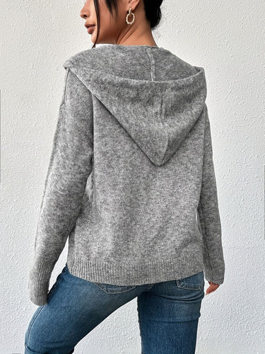 Levoire | Pull à capuche tricoté à manches longues Cardigan avec boutons