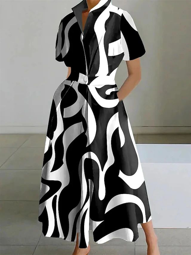 Levoire | Maxi-robe élégante avec imprimé Noir