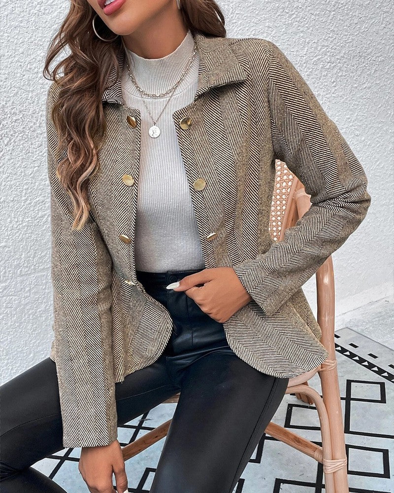 Levoire | Blazer Ajusté Avec Boutons Et Volants Zoom Pour Femmes Braun