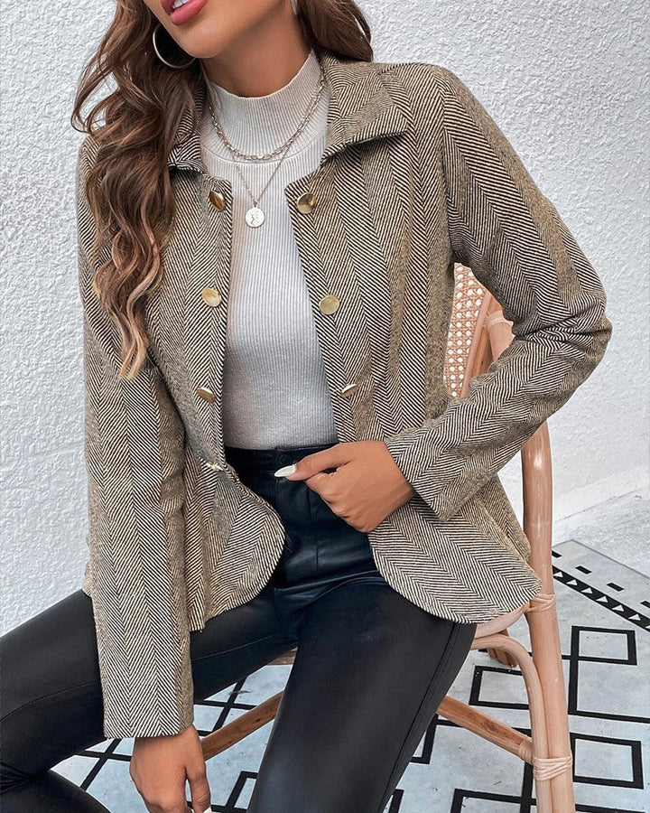 Levoire | Blazer Ajusté Avec Boutons Et Volants Zoom Pour Femmes Braun