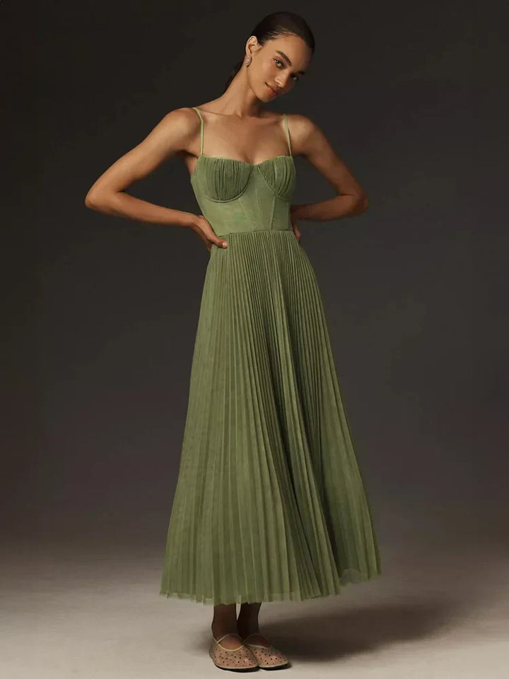 Levoire | Robe Midi Corset Plissée Pour Femmes