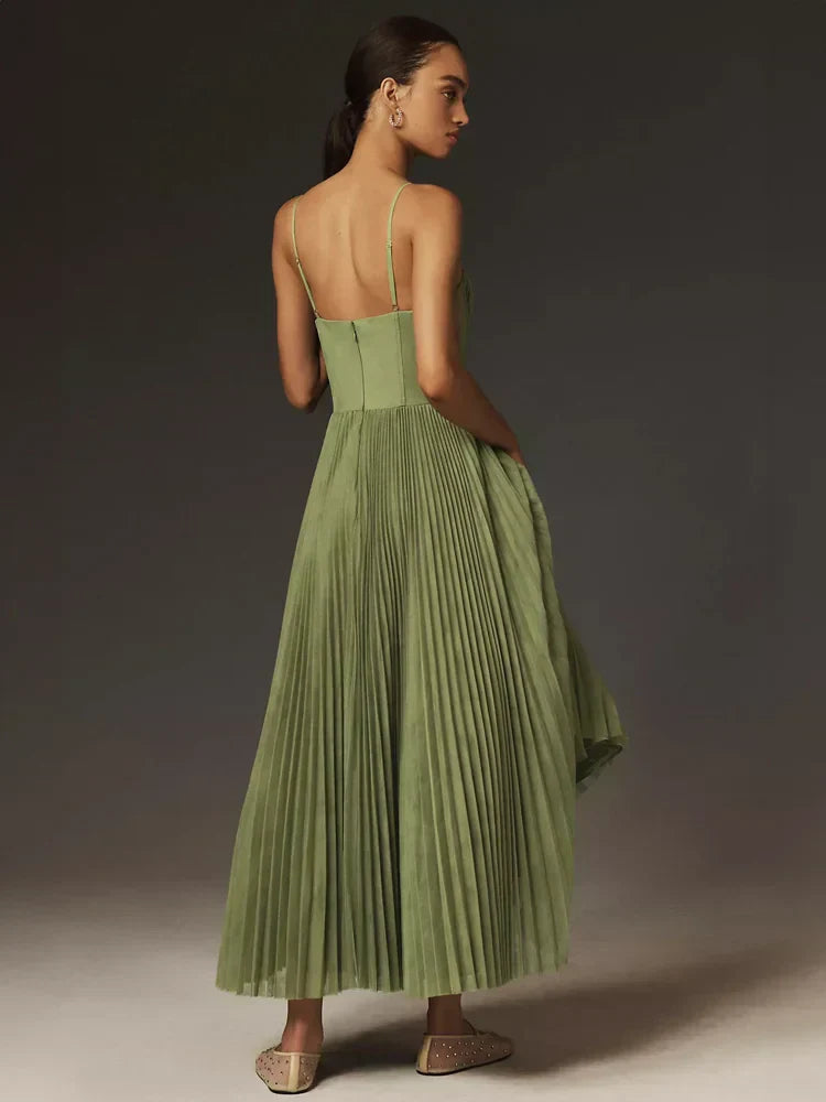 Levoire | Robe Midi Corset Plissée Pour Femmes