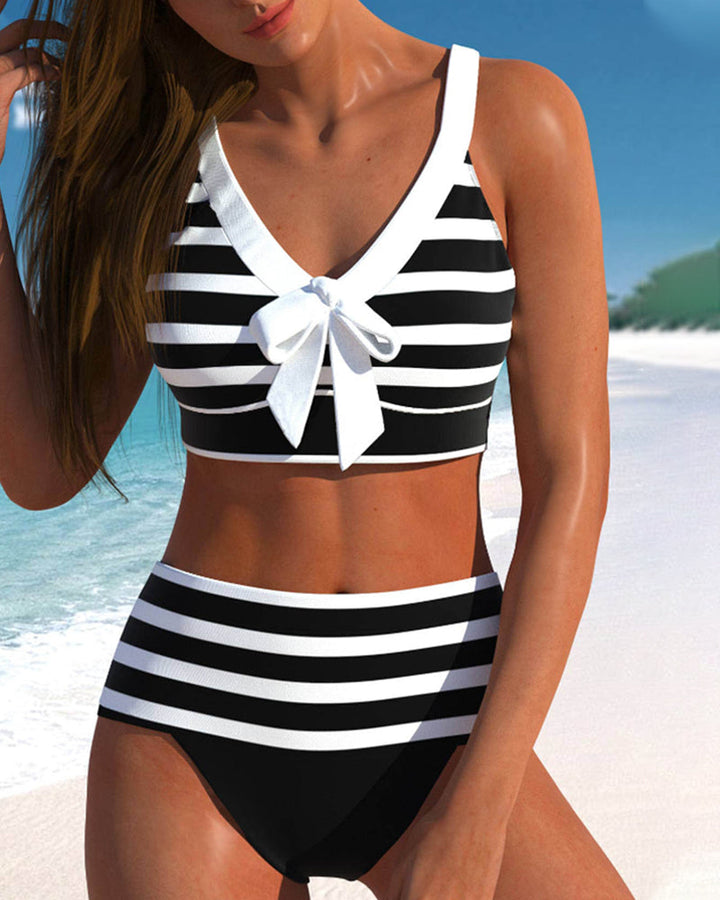 Levoire | Bikini Rayé Ajusté Noir