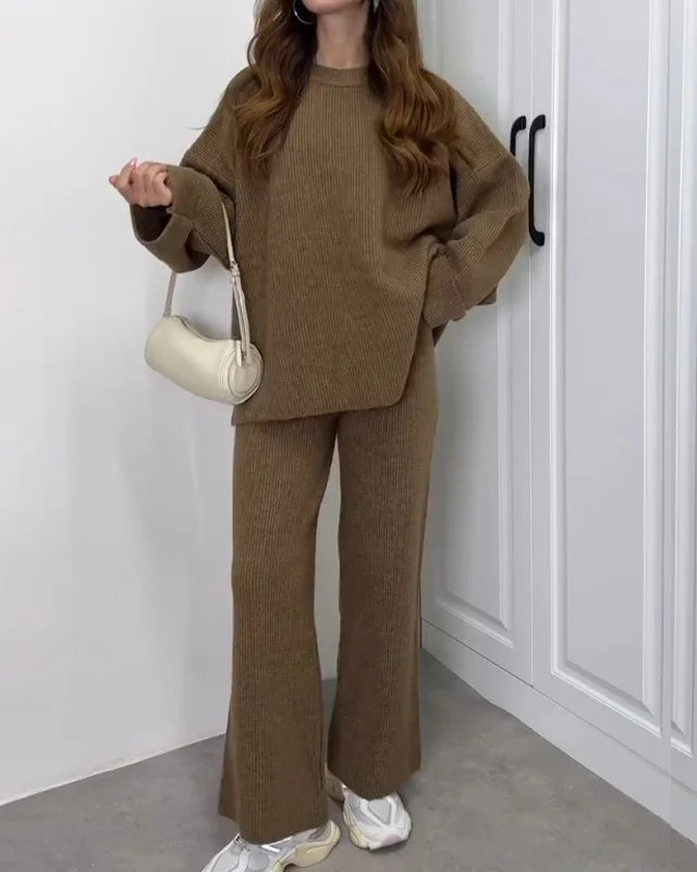 Levoire | Ensemble Veste En Maille Et Pantalon Braun