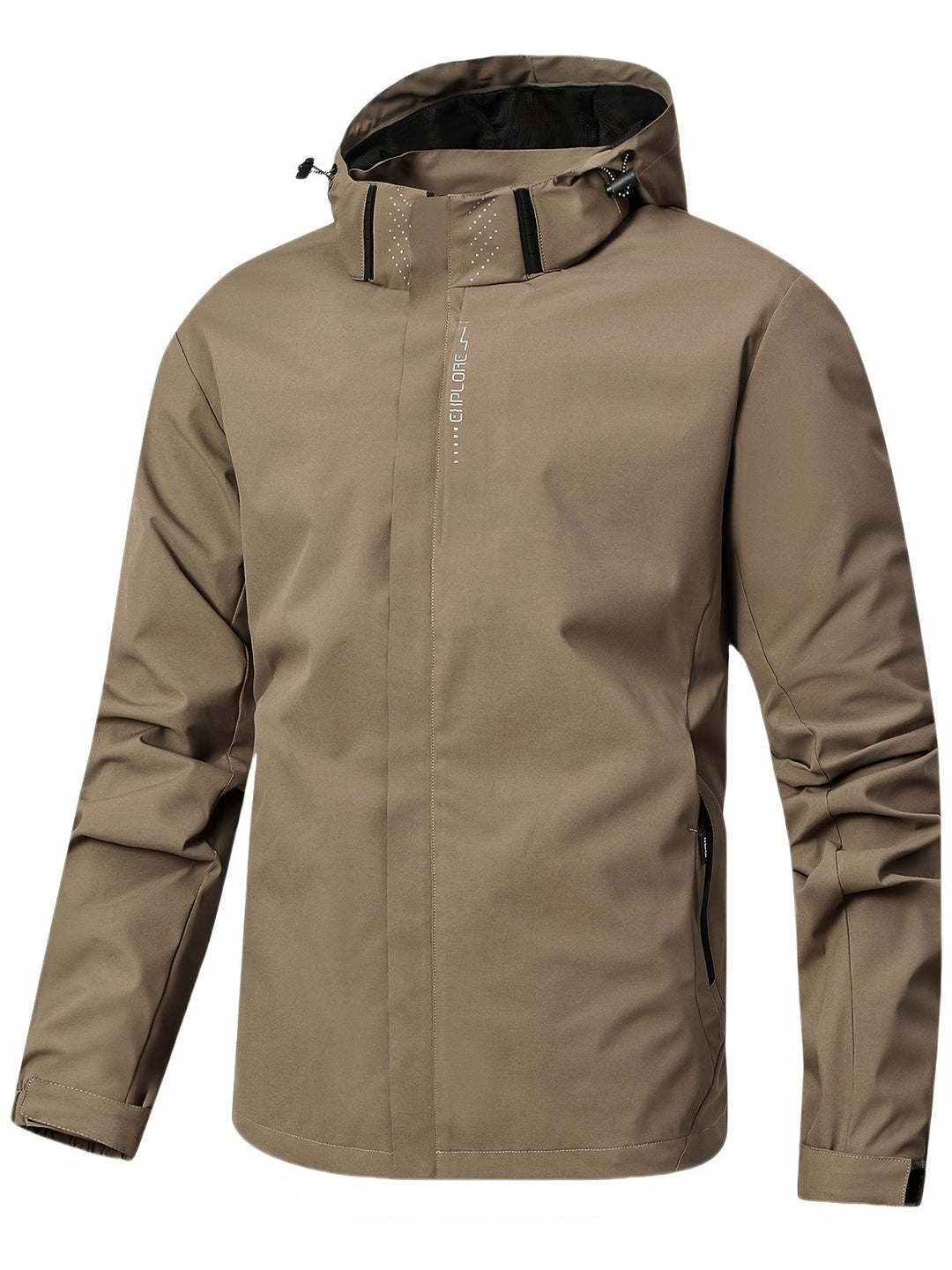 Levoire | Veste À Capuche À Manches Longues Coupe-Vent Avec Poches Khaki