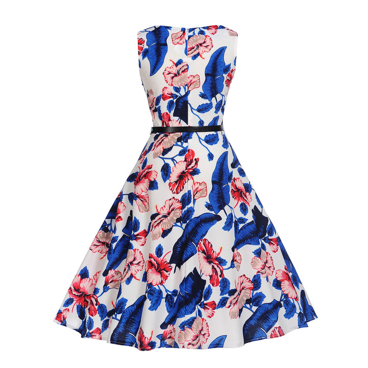 Robe swing pour femmes avec des motifs floraux et une ceinture élastique à la taille Levoire
