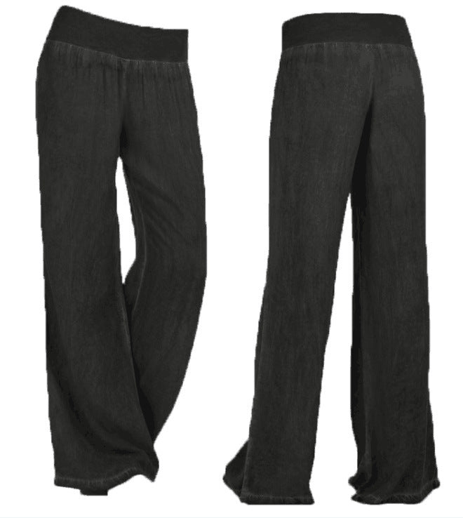 Pantalons amples et fluides pour femmes avec taille élastique et look denim tendance Levoire