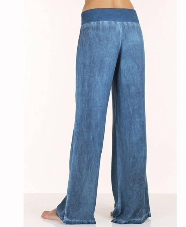 Pantalons amples et fluides pour femmes avec taille élastique et look denim tendance Levoire
