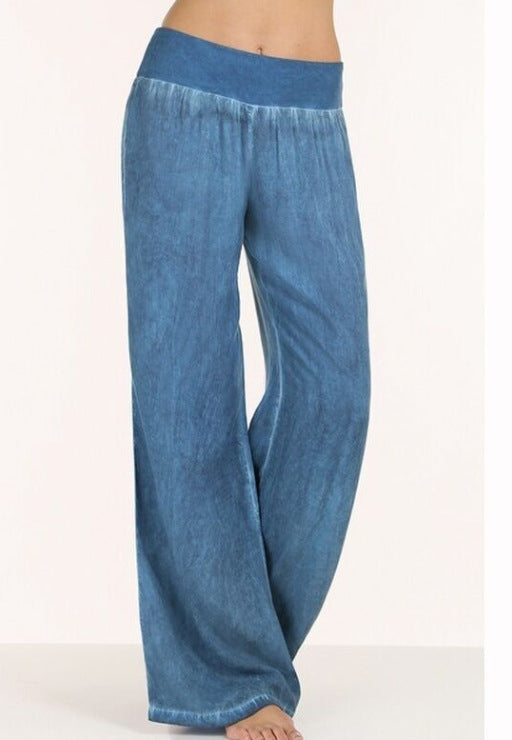 Pantalons amples et fluides pour femmes avec taille élastique et look denim tendance Levoire