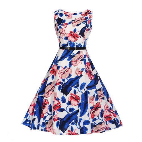 Robe swing pour femmes avec des motifs floraux et une ceinture élastique à la taille Levoire