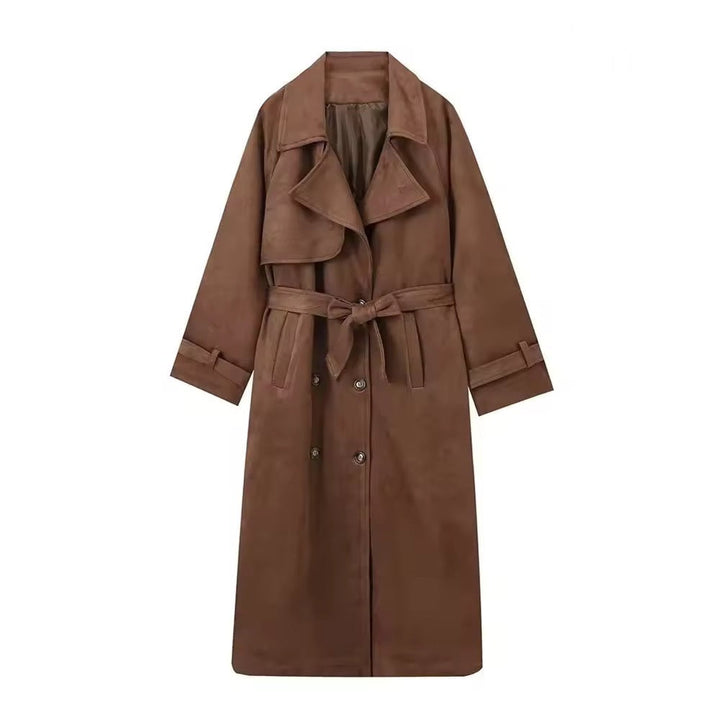 Levoire | Manteau Trench En Daim Plus Long En Brun