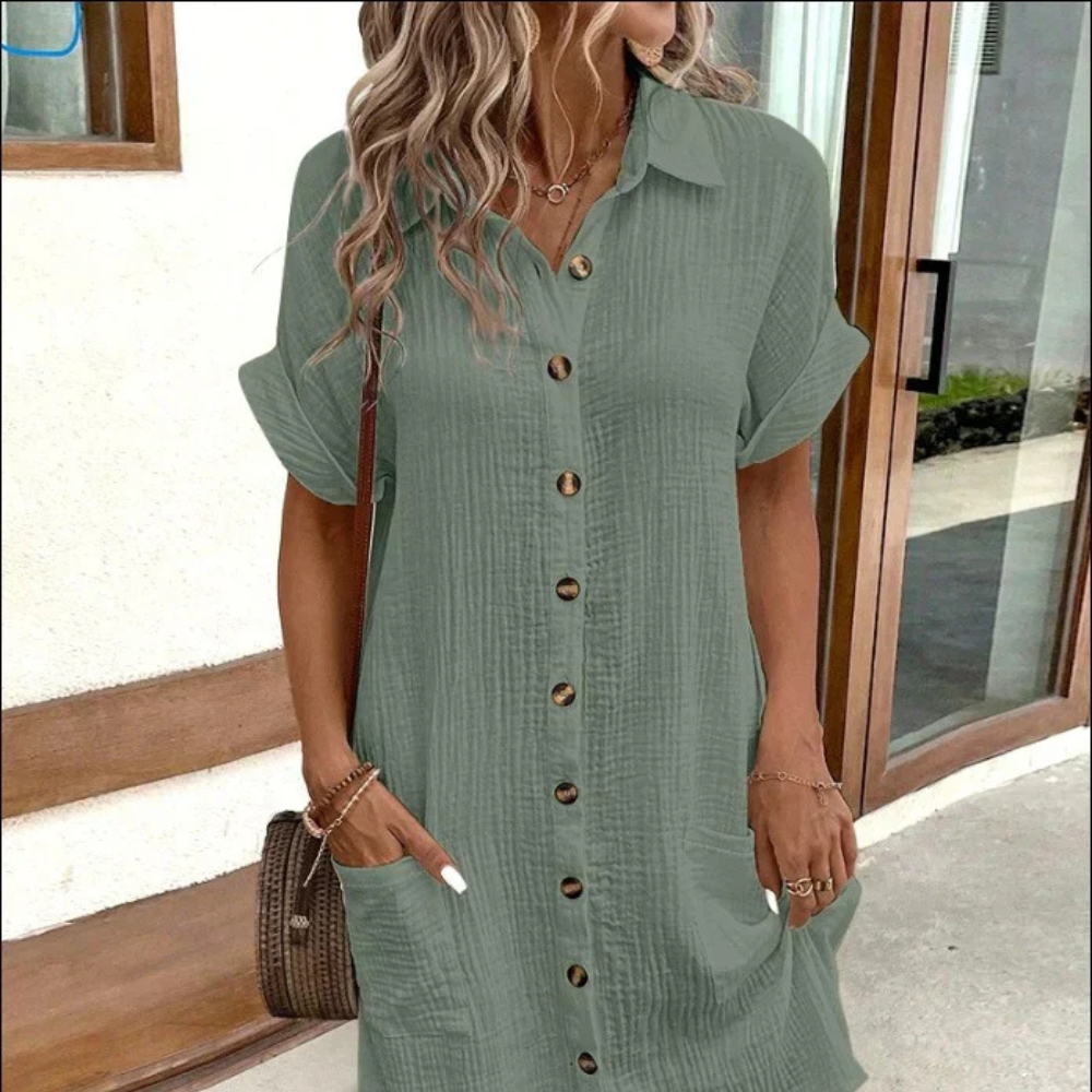 Levoire | Robe D'Été Légère Avec Boutonnières Vert