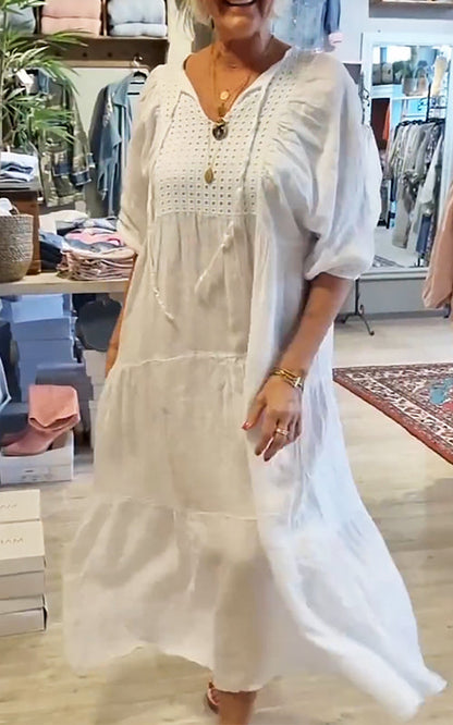 Levoire | Robe Décontractée Femme À Encolure En V De Couleur Unie