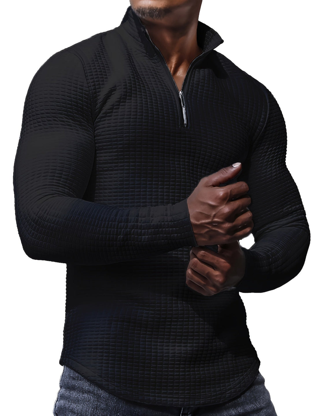 Levoire | Pull En Tricot Uni Willa Avec Col Pour Hommes Noir