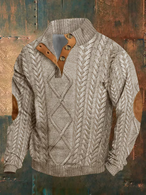 Levoire | Sweatshirt Western Rétro Avec Col Montant Khaki