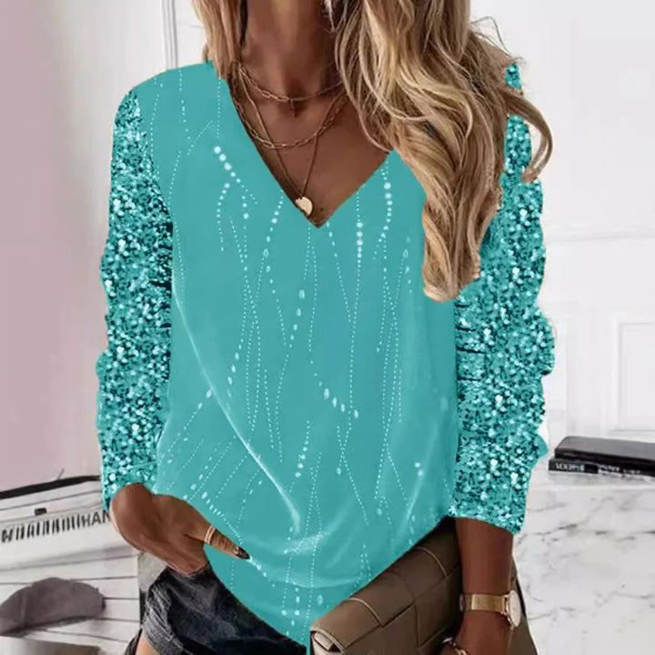 Levoire | Chemise Élégante Avec Décolleté En V Et Manches Scintillantes Vert