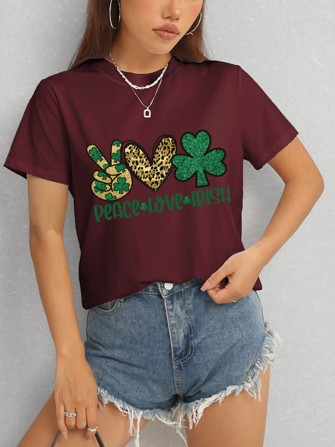 Levoire | PAIX AMOUR IRLANDAIS Col rond T-shirt à manches courtes