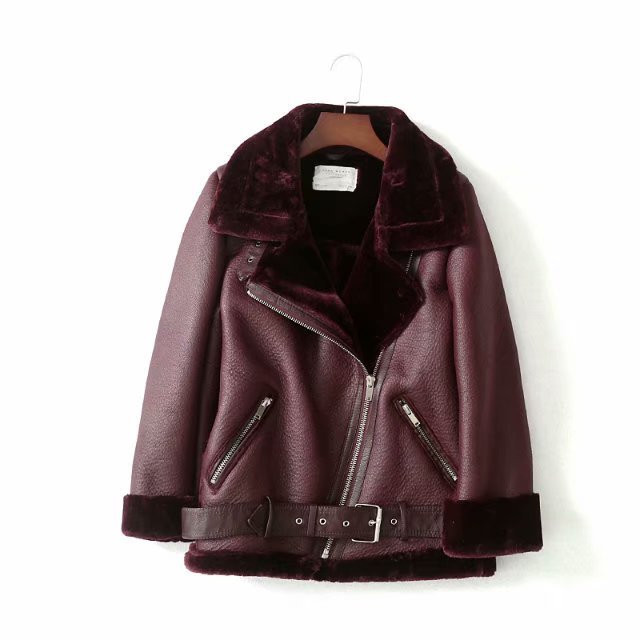 Levoire | Veste De Moto En Cuir Pour Femmes Rouge foncé