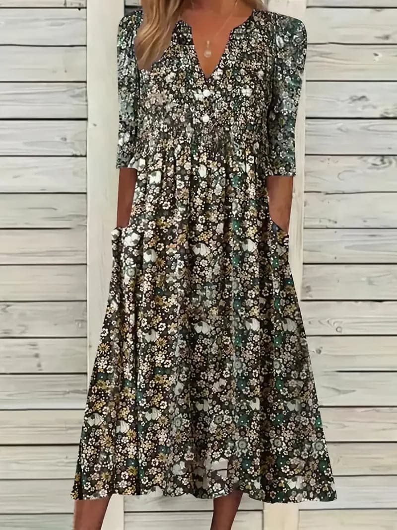 Levoire | Robe D'été Fleurie Pour Femme - Midi Marron foncé