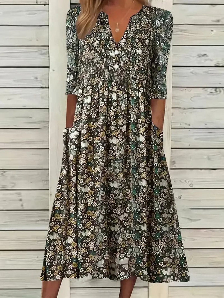 Levoire | Robe D'été Fleurie Pour Femme - Midi Marron foncé