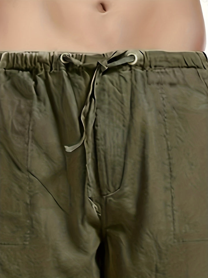 Levoire | Pantalons Pour Hommes En Mélange De Coton Et De Lin Avec Une Taille Élastique Décontractée