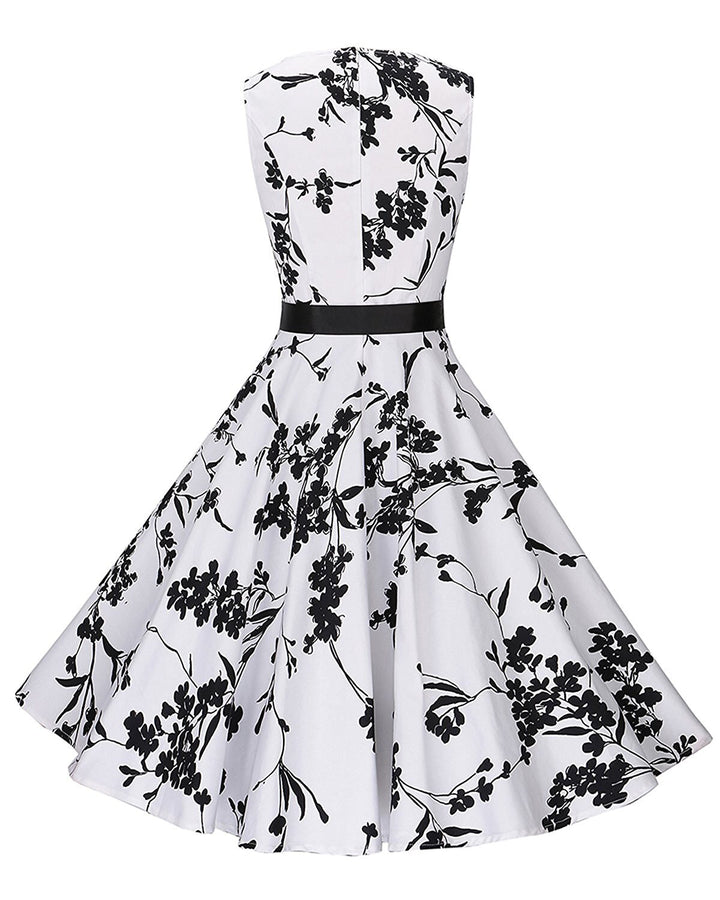 Robe vintage swing pour femme avec motif floral et silhouette ajustée Levoire