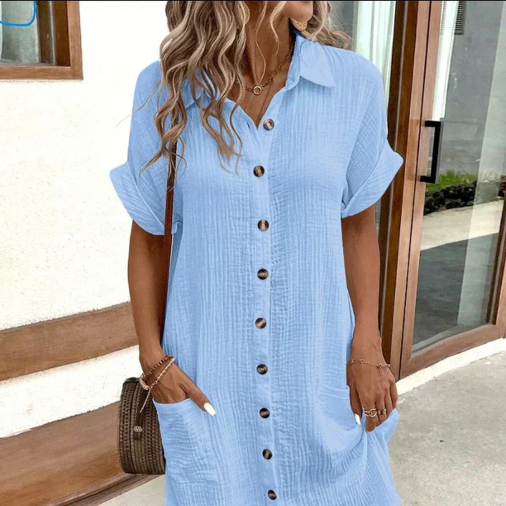 Levoire | Robe D'Été Légère Avec Boutonnières Bleu