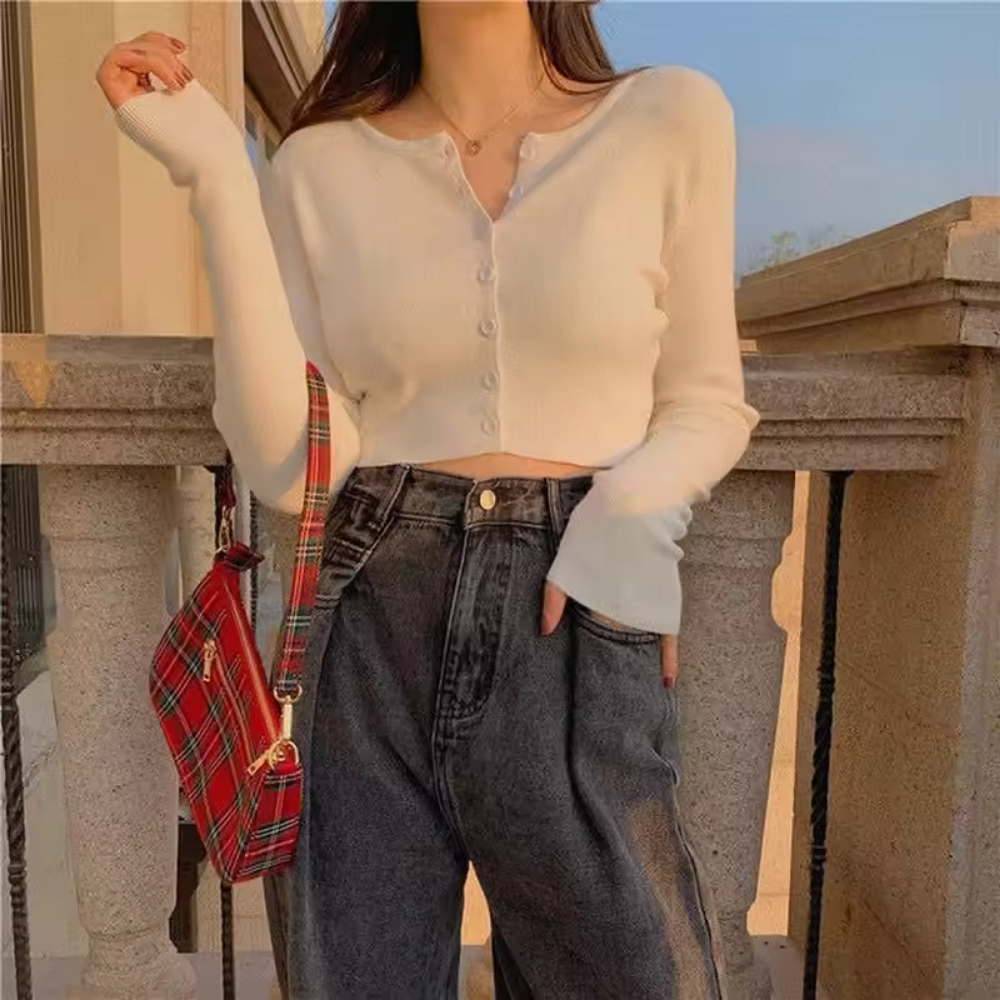 Levoire | Pull court avec boutons Blanc