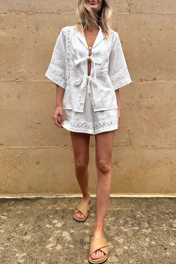 Levoire | T-shirt et short à manches courtes set Blanc
