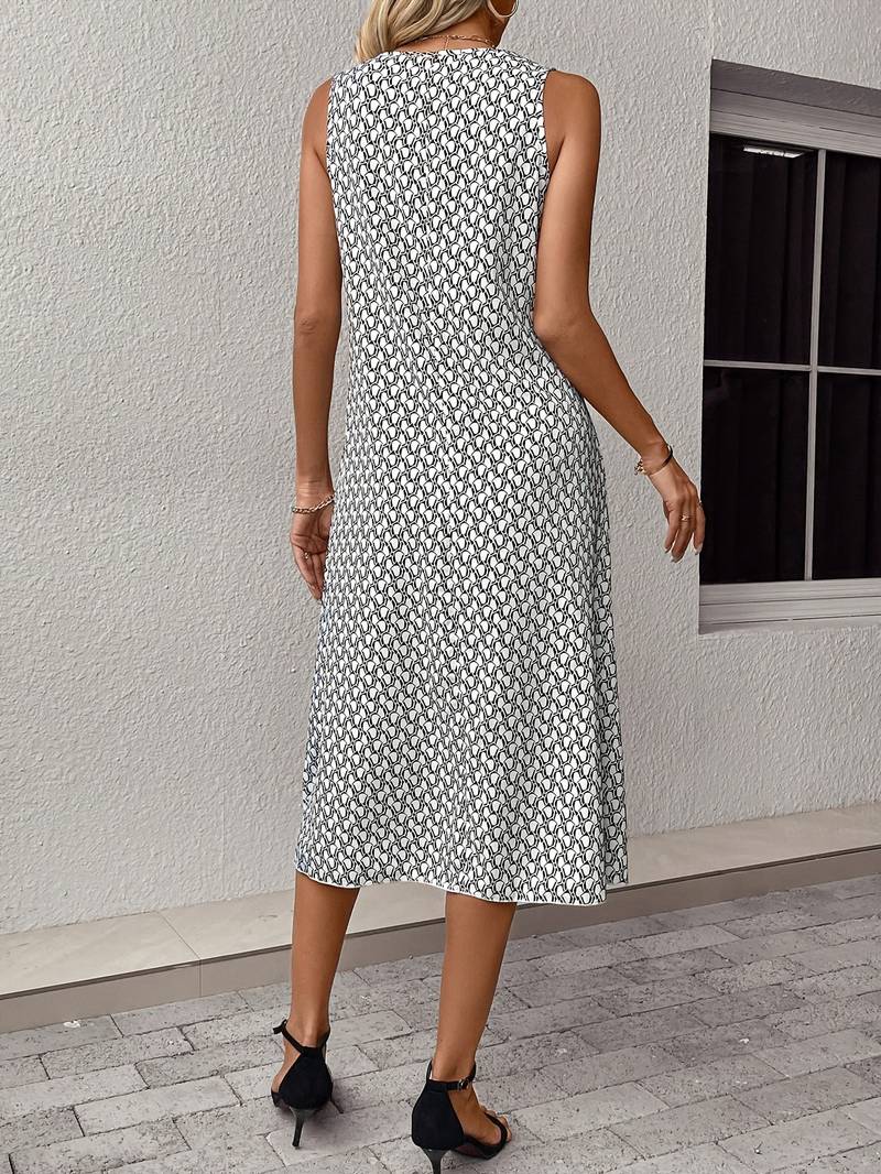 Levoire | Robe Midi Boho Sans Manches Avec Imprimé Intégral