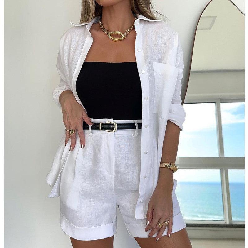 Levoire | Pantalons Courts Ajustés Et T-Shirt Blanc