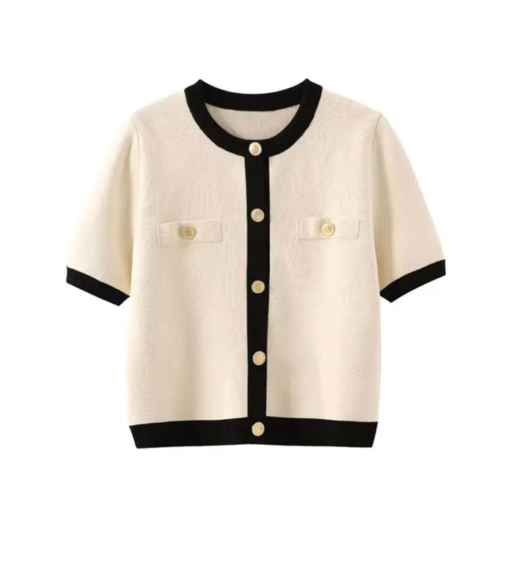 Levoire | Élégant Gilet En Tricot À Manches Courtes Blanc