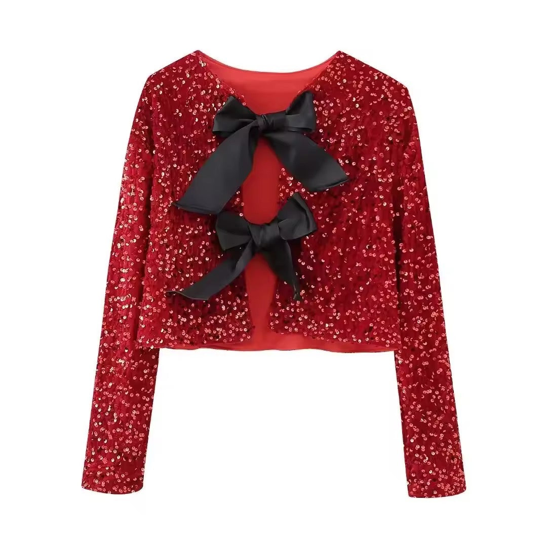 Levoire | Veste À Paillettes Avec Détails En Nœud Rot